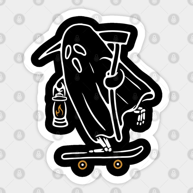 Ghost Skateboarding Sticker by quilimo